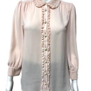 Kate Spade Pink Ruffled Peter Pan Collar Blouse
